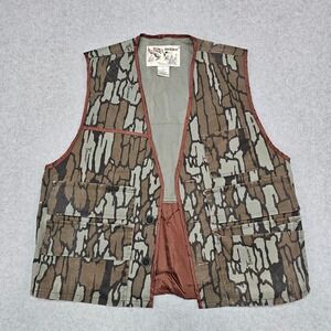 Duck Bay Vest Mens M Rebark Camo Hunting Pockets Game Pouch Outdoors Button Up